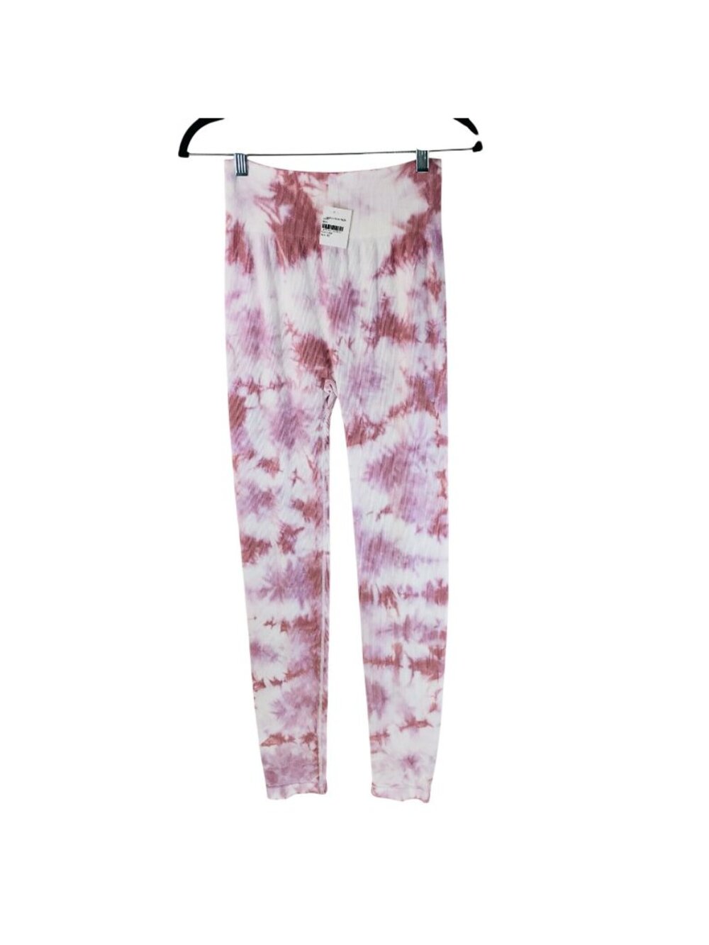 Love Tree Leggings Tie Dye Ribbed Pull On Stretch Pink White Size L